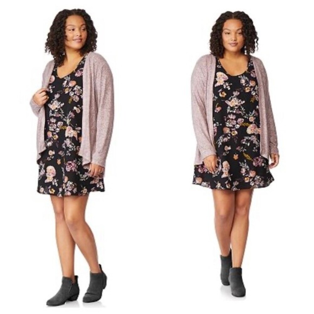 Black floral shift dress size small